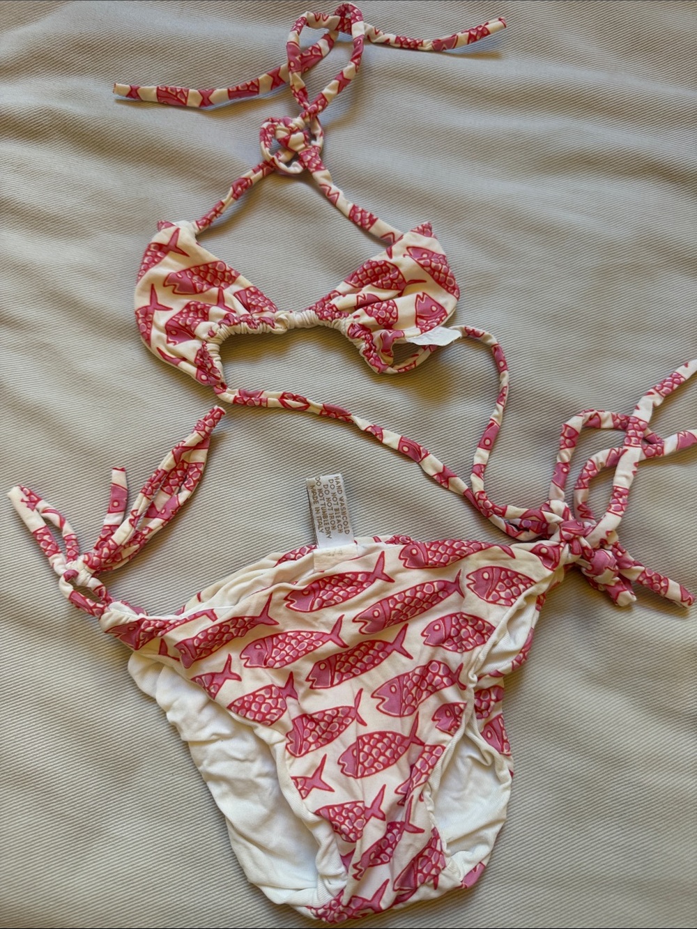 Girls Pink Fish-Print Two-Piece Swim Bikini